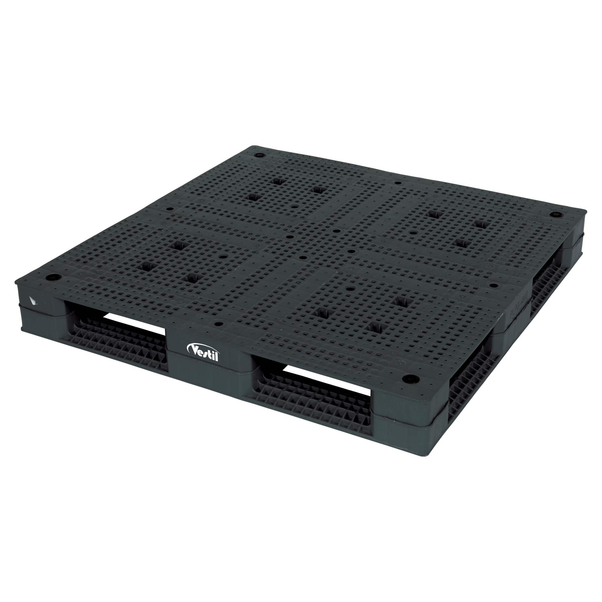 Vestil Poly Standard Rackable Pallet/Skid - 47.25in. x 47.25in. x 6in., High-Density Polyethylene, Black, Model# PLPG-4848